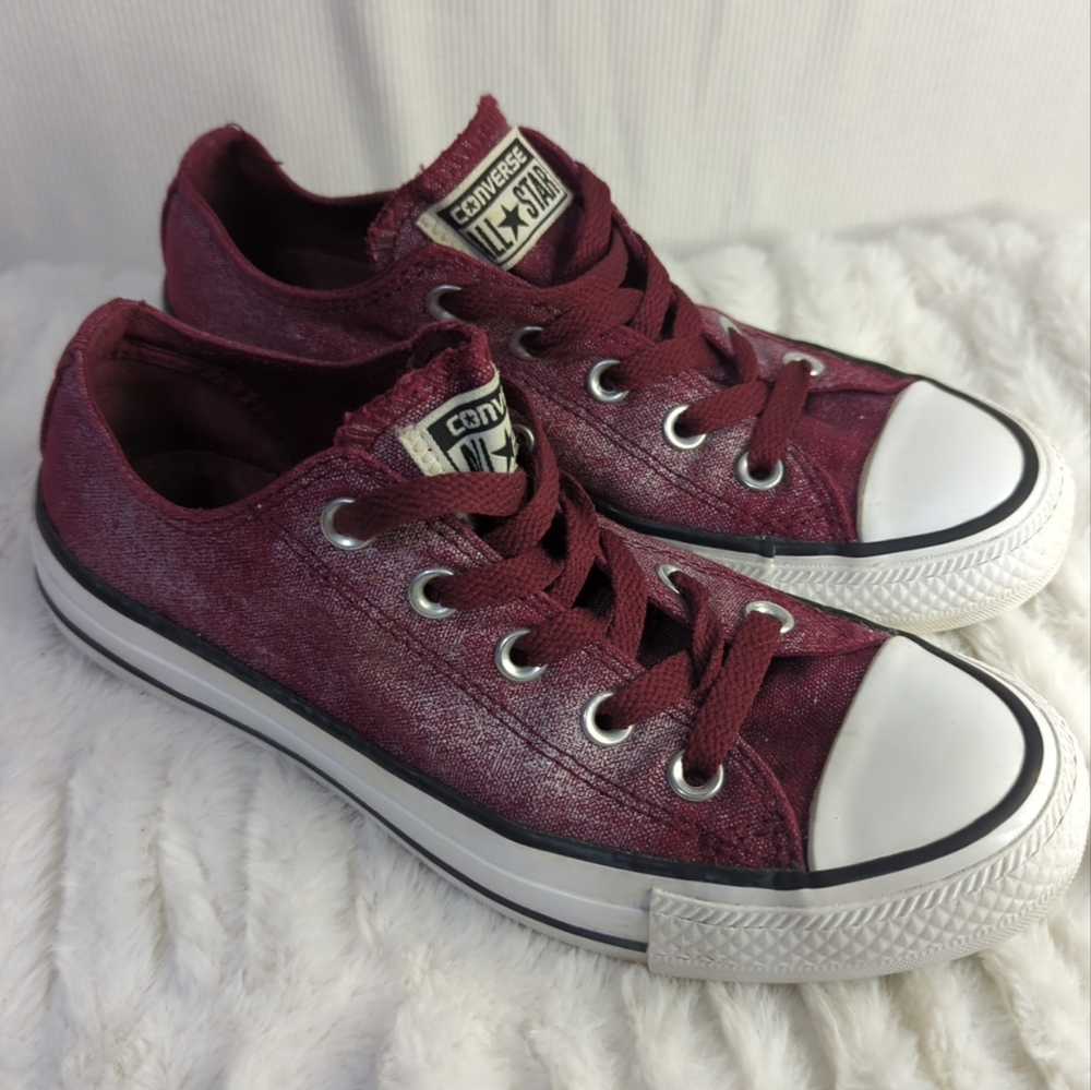 Converse All Star Low Shoes Womens Size 6 Maroon‎ Canvas Athletic Sneakers